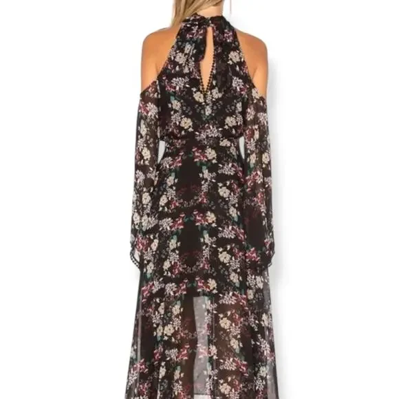 New w/Tags NICHOLAS pure silk floral flowing Goddess cold shoulder dress - Picture 3 of 16